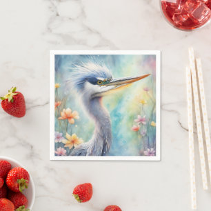 Serviette En Papier Oiseaux arc-en-ciel Héron bleu 1