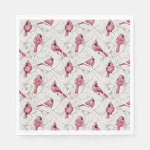Serviette En Papier Oiseaux Cardinaux De Noël Gris Et Rouge