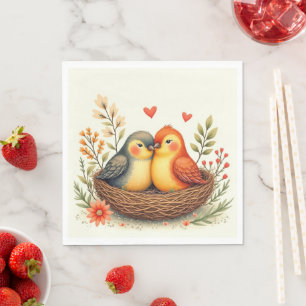 Serviette En Papier Oiseaux de l'amour