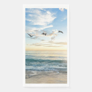 Serviette En Papier Oiseaux en vol au-dessus de l'océan