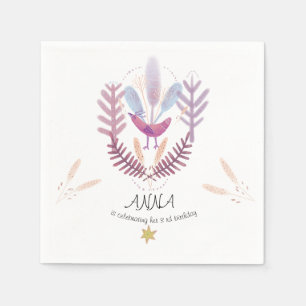 Serviette En Papier oiseaux et enfants plante