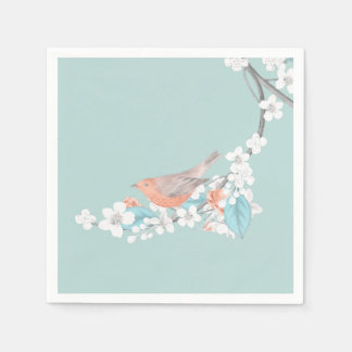 Serviette En Papier Oiseaux et fleurs