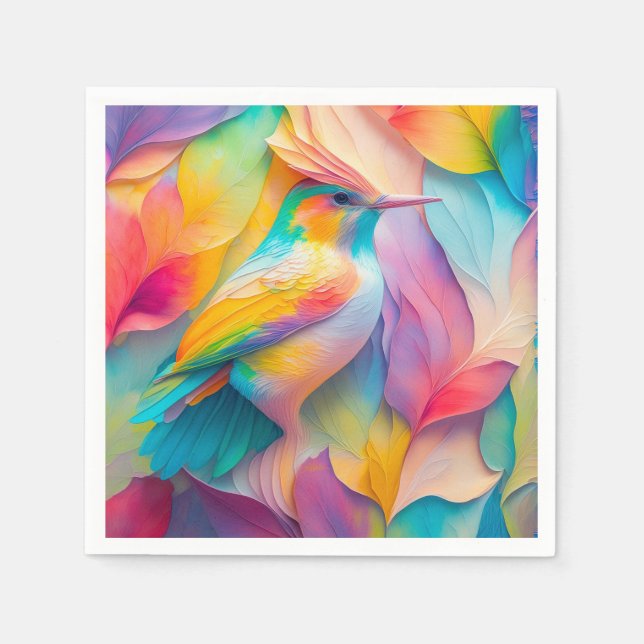 Serviette En Papier Oiseaux Imaginaires Oiseaux de soie (Devant)