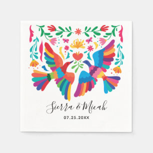Serviette En Papier Oiseaux mexicains d'inspiration vive et fleurs