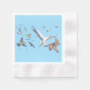 Serviette En Papier Oiseaux migrateurs traçant leurs vols Illustration
