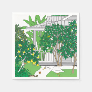 Serviette En Papier Oiseaux tropicaux et Plantes