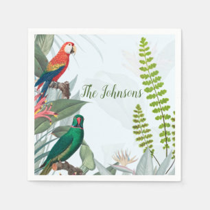 Serviette En Papier Oiseaux tropicaux Perroquets et feuillage