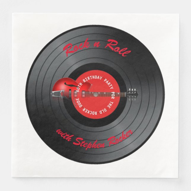 Serviette En Papier Old Rocker Dude Guitare Record Anniversaire (Devant)