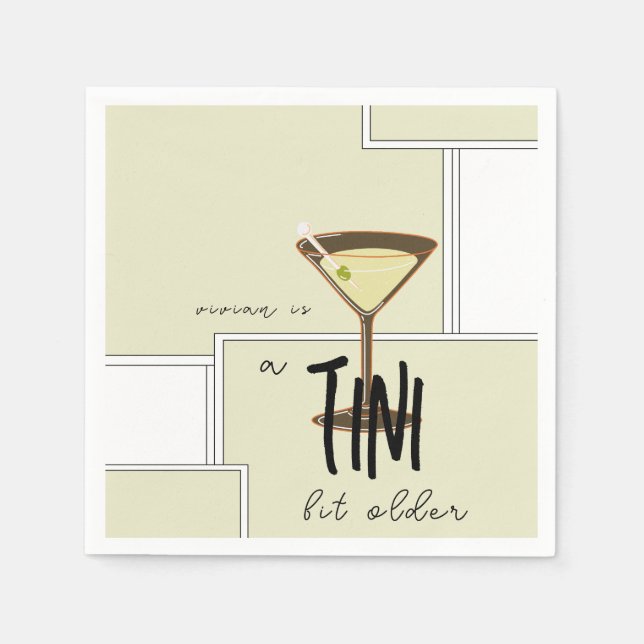 Serviette En Papier Olive a Tini Bit Anniversaire de Martini (Devant)