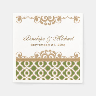 Serviette En Papier Olive Green et Gold Mariage marocain