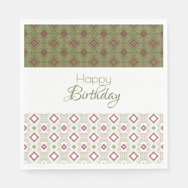 Serviette En Papier Olive Green Raspberry Papier Anniversaire Napkins (Devant)