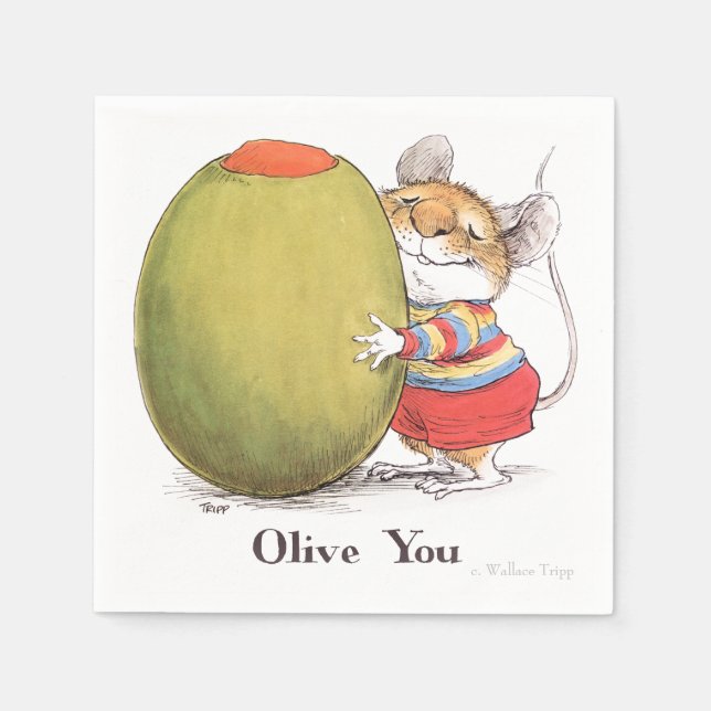 Serviette En Papier Olive You Mouse Cocktail Napkin (Devant)
