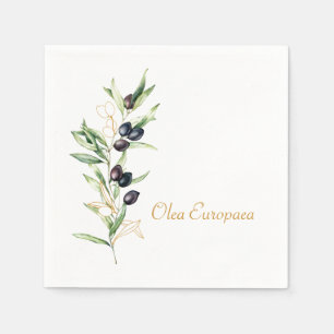 Serviette En Papier Olives botaniques aquarelles