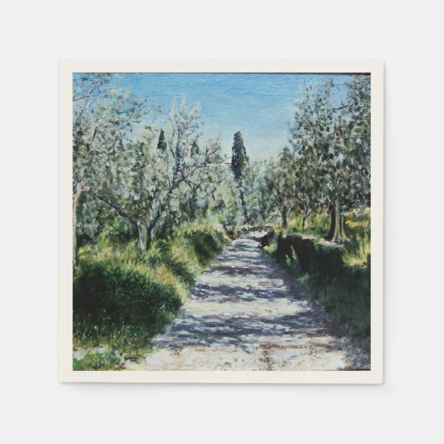 SERVIETTE EN PAPIER OLIVIERS EN TOSCANE (Devant)