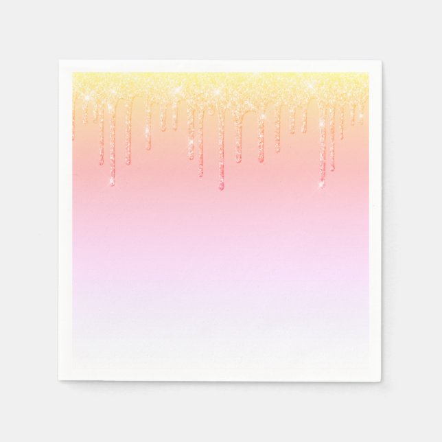 Serviette En Papier Ombré Glam Parties scintillant rose étincelle une  (Devant)