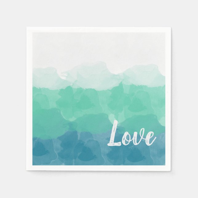 Serviette En Papier Ombre Turquoise Blue et Neo Mint Love (Devant)