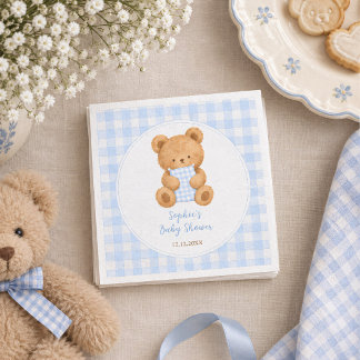 Serviette En Papier On attend l'ours garcon Baby Shower