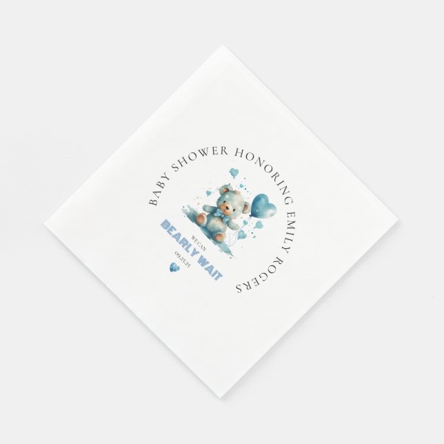 Serviette En Papier On peut attendre Blue Teddy Bear (Coin)