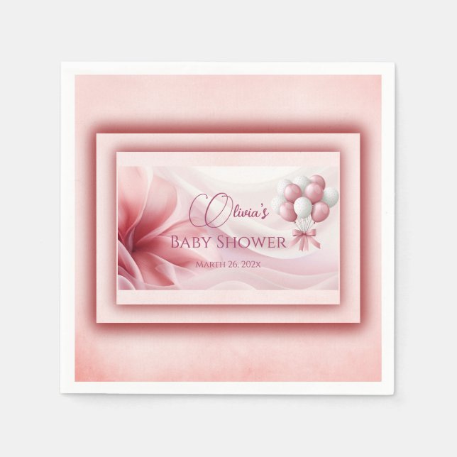 Serviette En Papier On peut attendre le Baby shower rose (Devant)