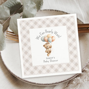 Serviette En Papier On peut attendre mignon Baby shower fille ours