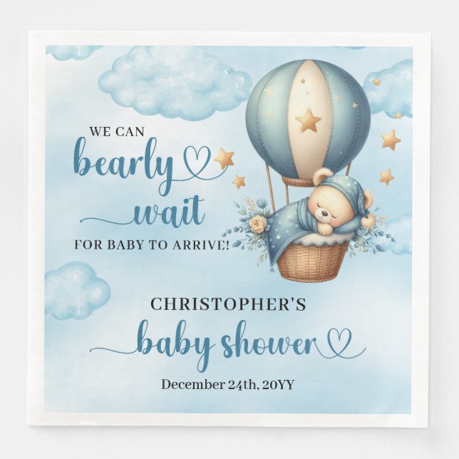 Serviette En Papier On peut attendre mignon ours en peluche dormant (Devant)