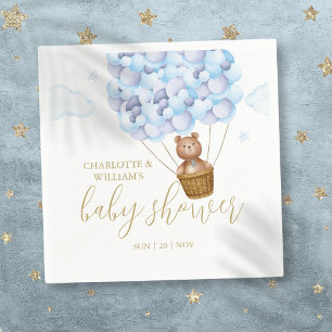 Serviette En Papier On Peut Attendre Teddy Bear Blue Boy Baby shower