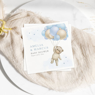 Serviette En Papier On peut attendre Teddy Bear Boy Baby shower Invi