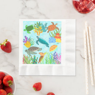 Serviette En Papier Onder Ocean Green Sea Turtle fête anniversaire