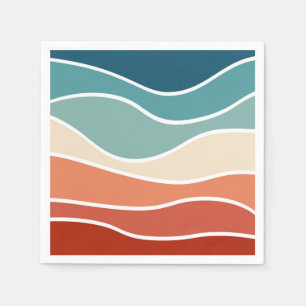 Serviette En Papier Ondes colorées de style rétro