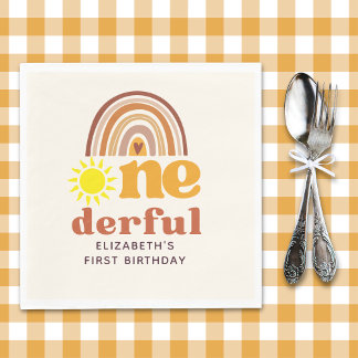 Serviette En Papier One - Derful Retro First Birthday with Boho Style
