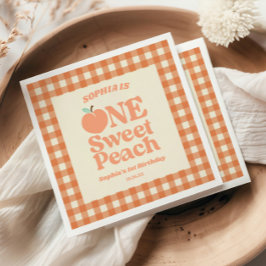 Serviette En Papier One Sweet Peach Orange Première fête d'anniversair