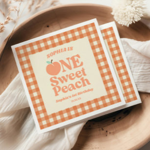 Serviette En Papier One Sweet Peach Orange Première fête d'anniversair
