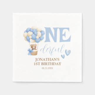 Serviette En Papier Onederder Bear Hot Air Balloon 1er anniversaire