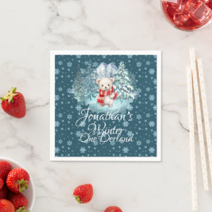 Serviette En Papier Onederland d'hiver Premier anniversaire mignon Our