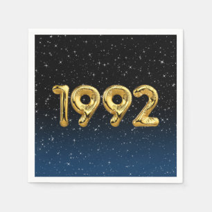 Serviette En Papier Or 1992 Ballons de l'année de naissance en étoiles