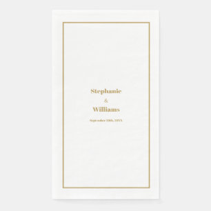 Serviette En Papier Or Blanc Élégant Moderne Simple Minimal Mariage