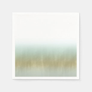 Serviette En Papier Or Blanc Mousse de Mer Élégant Mariage Moderne Pla