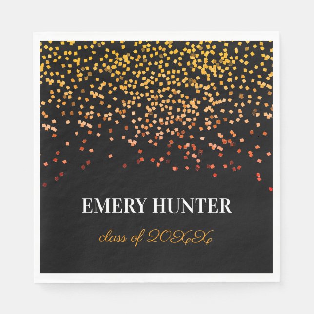 Serviette En Papier Or et orange de Parties scintillant éparpillée (Devant)