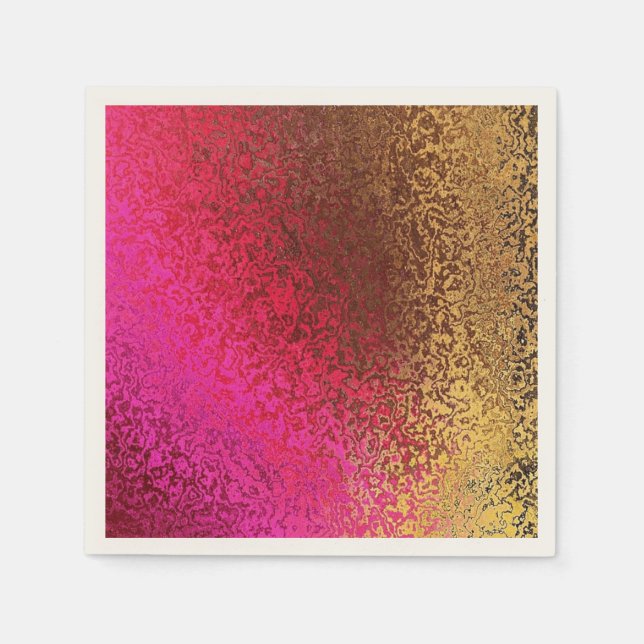 Serviette En Papier Or et rose Shimmer (Devant)