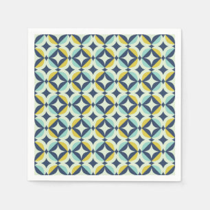 Serviette En Papier Or géométrique et motif bleu