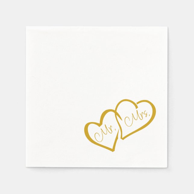 Serviette En Papier Or | M. Mme Moderne Monogram Mariage Napkins (Devant)