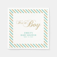 Or & Menthe | Papier serviette pour Baby Shower Mo