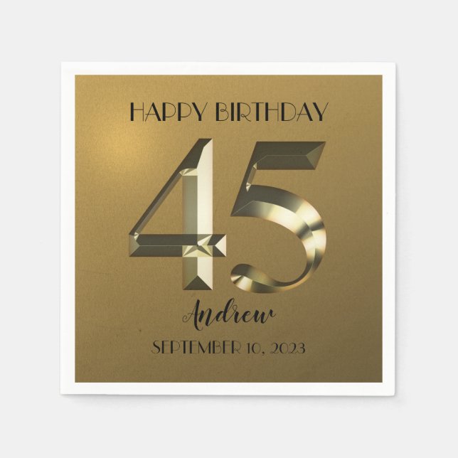 Serviette En Papier Or métallique 45e anniversaire (Devant)