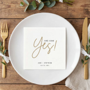 Serviette En Papier Or moderne Elle Dit Oui Engagement Partie Naples