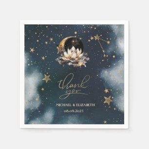 Serviette En Papier Or Soleil Céleste, Lune, Étoiles Lotus Ciel Noctur