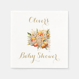 Serviette En Papier Orange Baby shower Sexe Citrus Neutre
