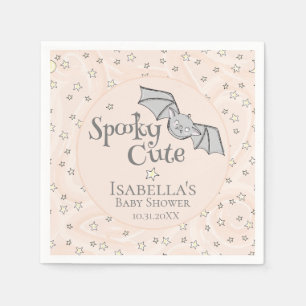 Serviette En Papier Orange Batty, Etoiles & Lunes Éffrayant mignon
