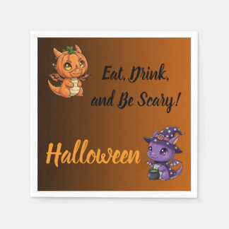 Serviette En Papier Orange BrownBlack Gradient Halloween Dragon Napkin