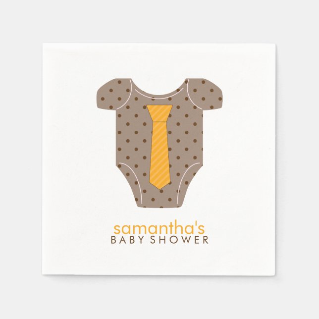 Serviette En Papier Orange Cravate Baby shower de dressing bébé (Devant)