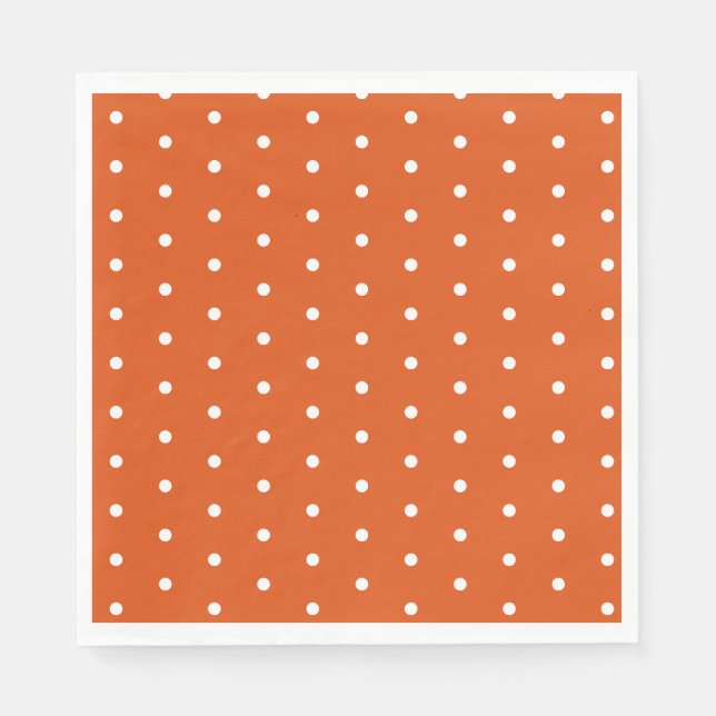 Serviette En Papier Orange et pois blanc (Devant)